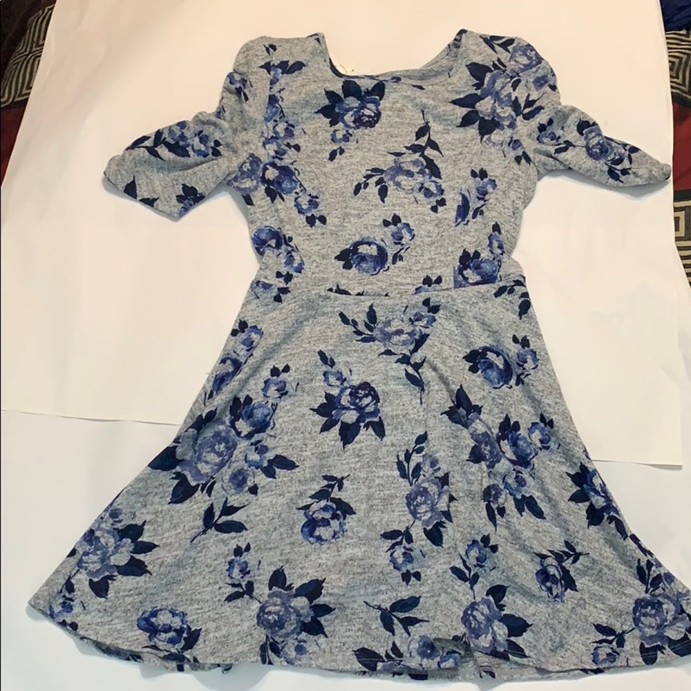 Grey and Blue floral Dress
